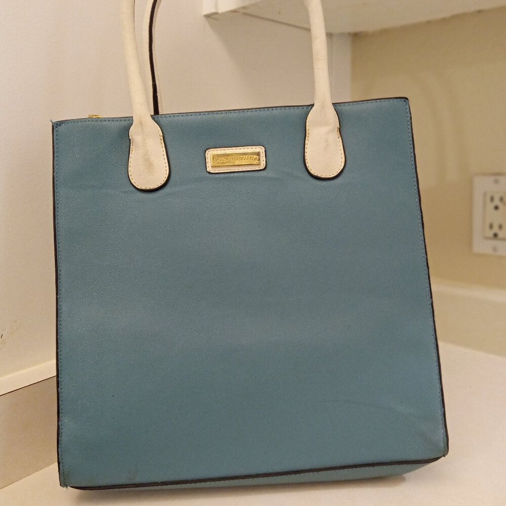 Jaclyn Smith two tone vegan leather tote